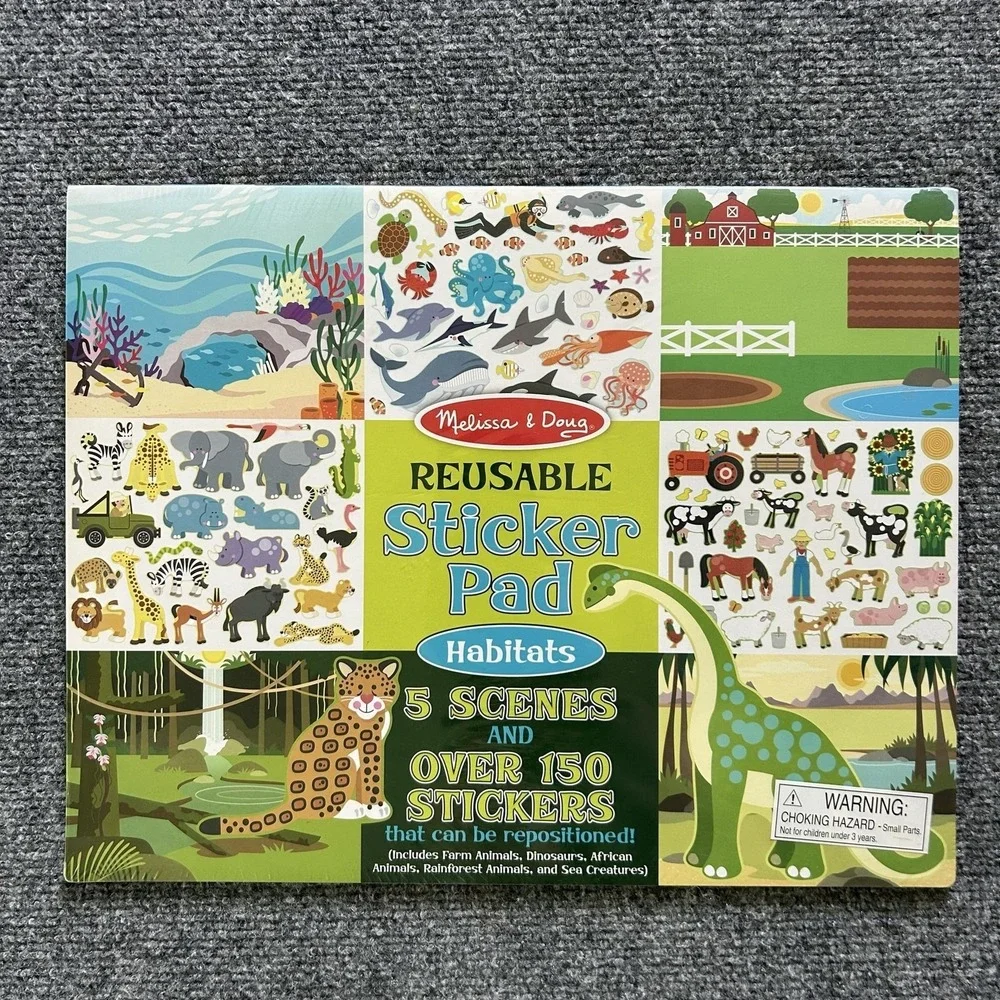 Melissa & Doug Reusable Sticker Pad Habitats Adventure Lot 2 Pads Stickers New